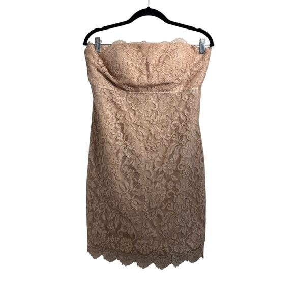 Jenny Yoo Blush Pink Strapless Lace Mini Bridesmaid Dress - Picture 1 of 6
